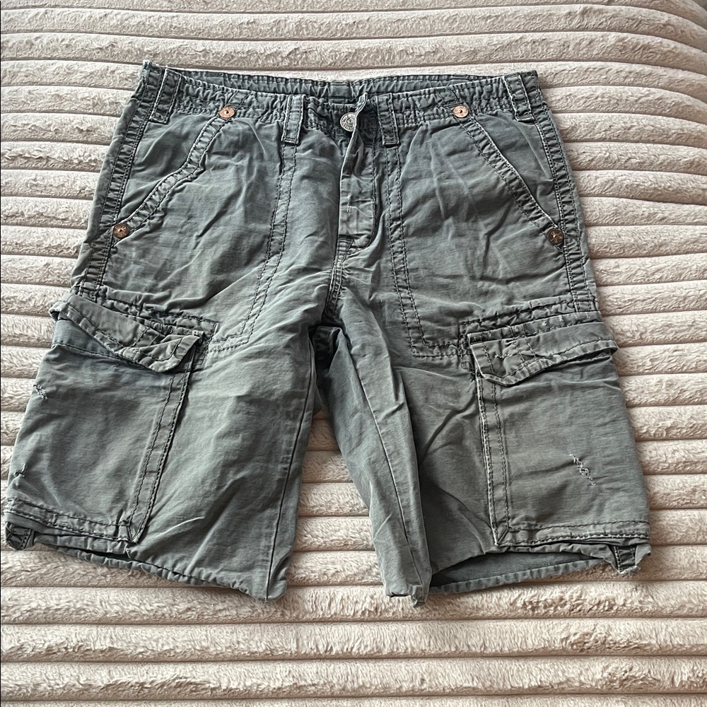 True Religion Olive Cargo Shorts